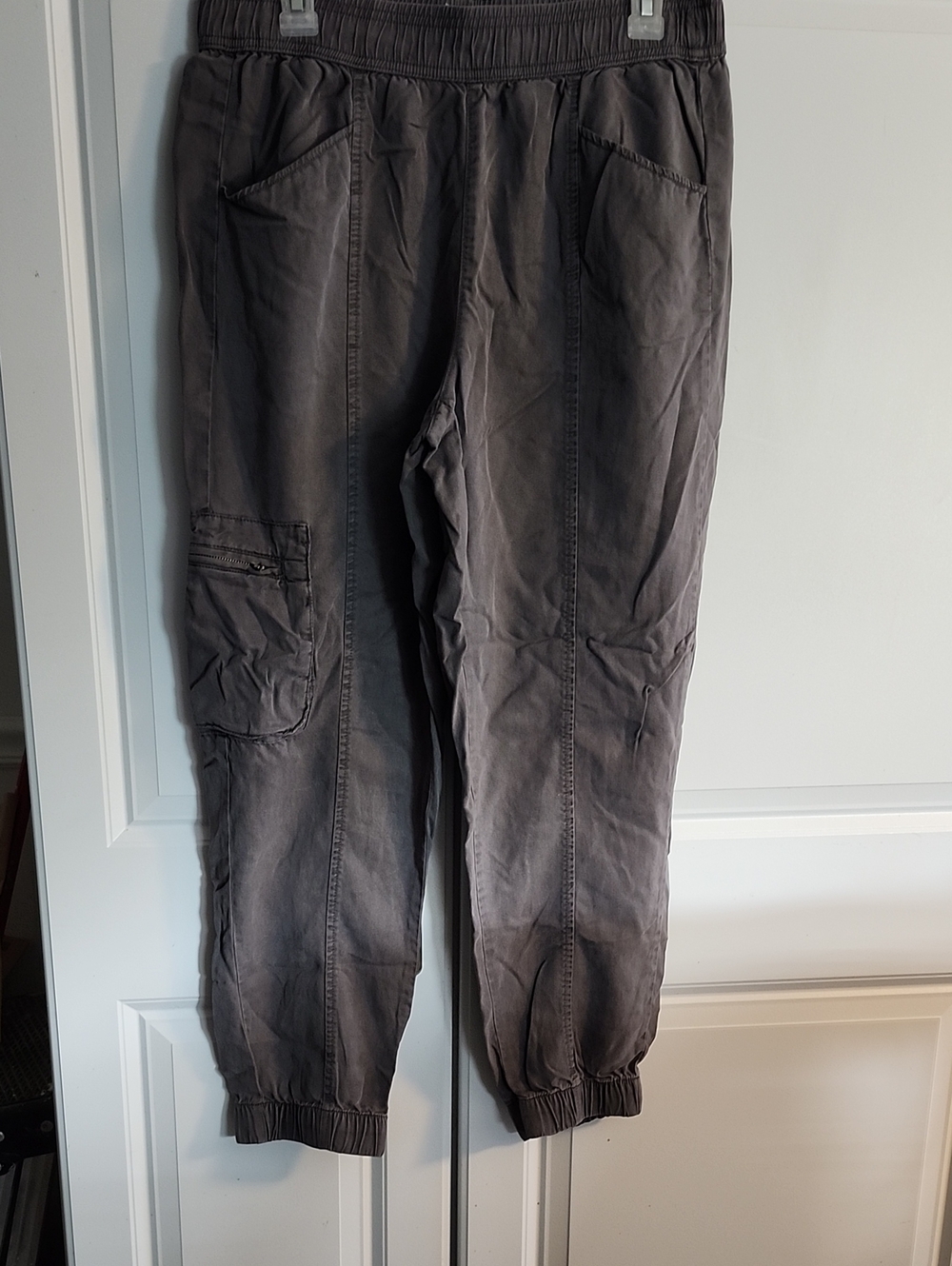 Womens Casual Drawstring Cargo Jogger Pants - Gray